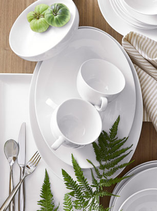 White Plates and Cups of Pottery Barn