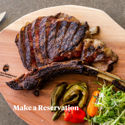 Grilled and sliced tomahawk steak